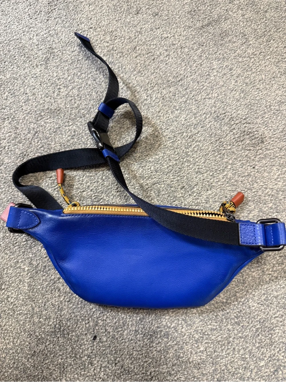EUC Unisex Coach Rivington Belt Bag Blue Leather Waist Bag 13" x 5" - Picture 6 of 8